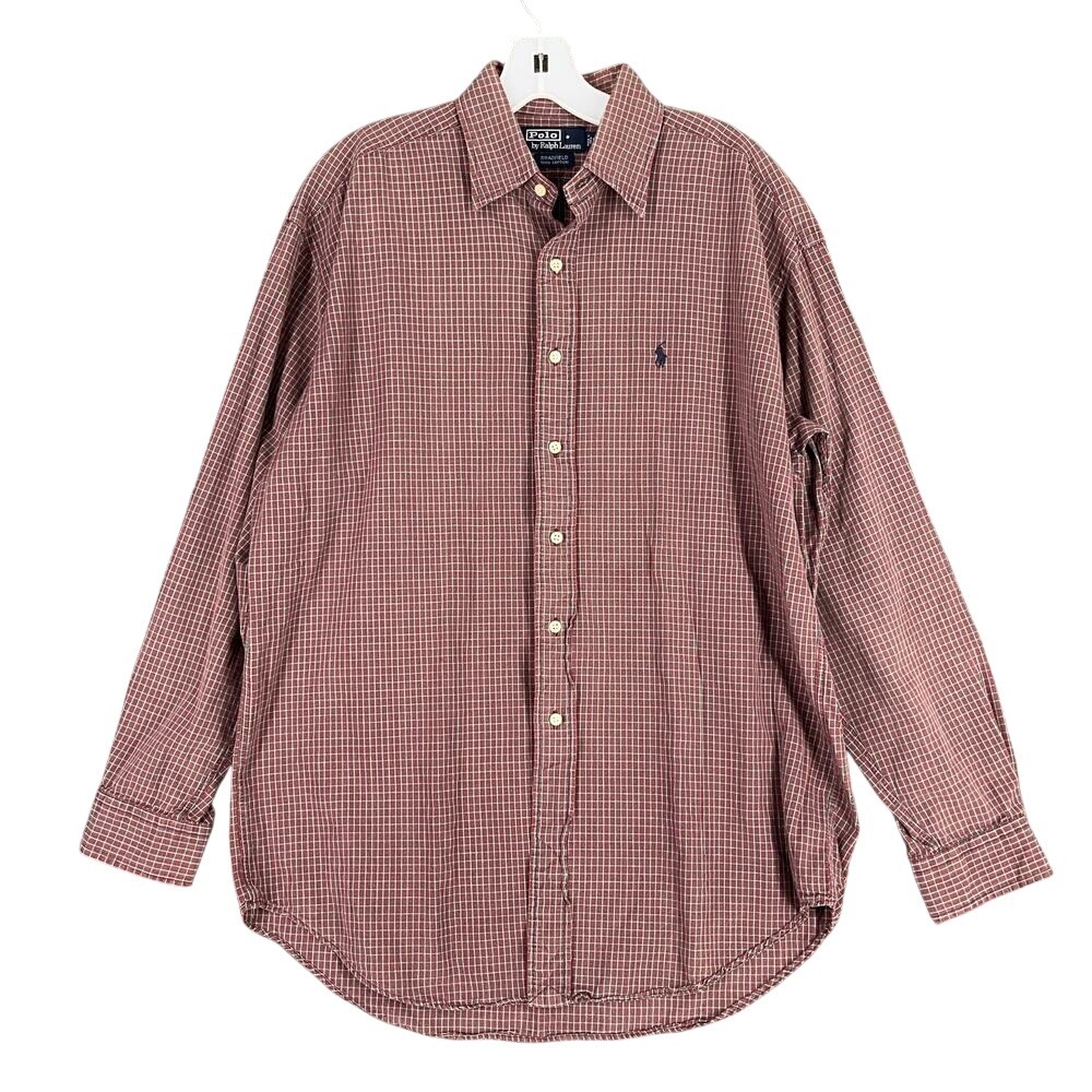 Polo Ralph Lauren Shirt Mens Medium‎ Red Check Bradfield Business Casual
